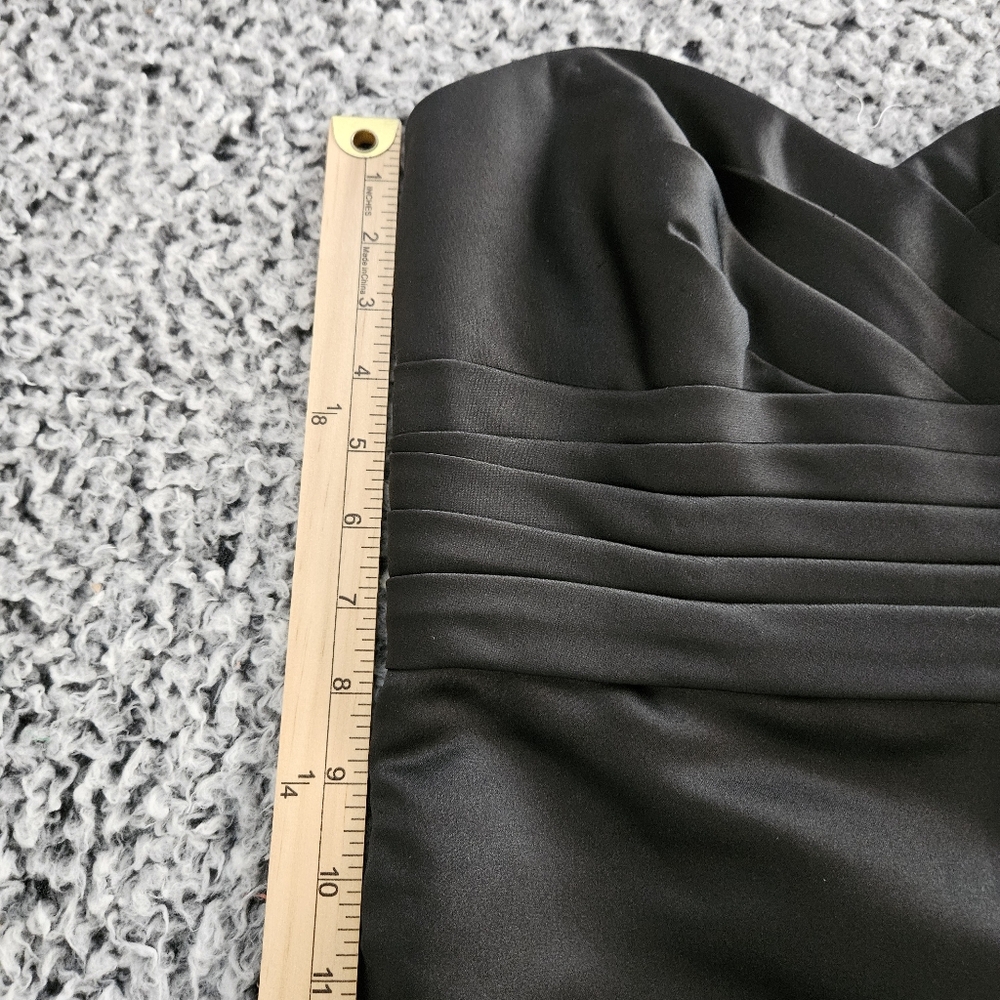 Black Satin Strapless Mini Dress Size 6 Small A-Line Sweetheart Formal Cocktail - Picture 13 of 13